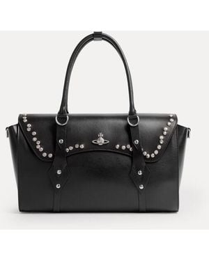 Vivienne Westwood Bettina Medium Handbag Smooth Leather + Studs 1 - Black