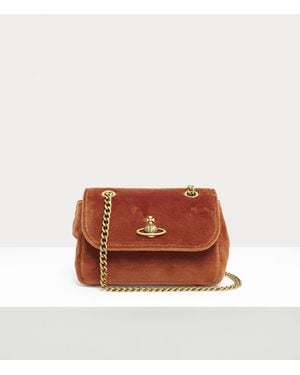 Vivienne Westwood Small Purse With Chain Velvet Burnt-orange One Size Women - White