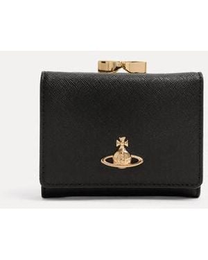 Vivienne Westwood Small Frame Wallet Saffiano Leather - Black