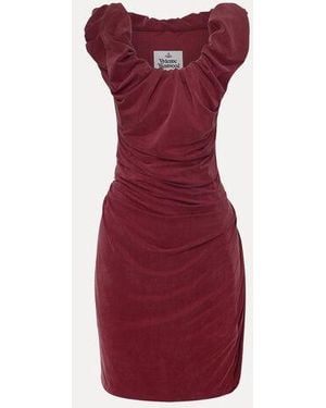 Vivienne Westwood Mini Ginnie Amber Jersey Dress Cupro Jrsy Tartan - Red