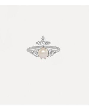 Vivienne Westwood Feodora Ring Platinum-white-cz-creamrose-pearl Platinum-white-cz-creamrose-pearl Unisex - Brown
