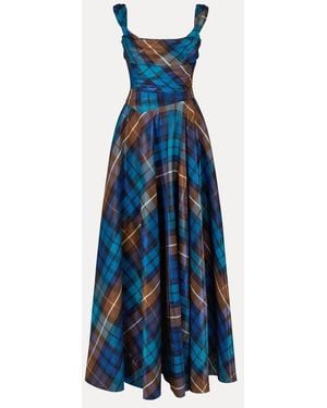 Vivienne Westwood Long Chichi Dress Buchanan Tartan Poly - Blue