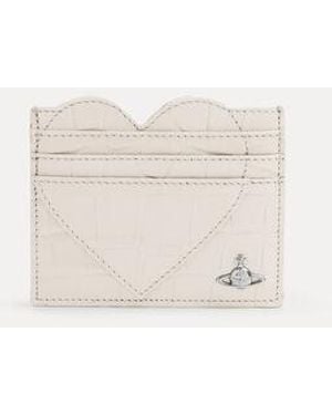 Vivienne Westwood Heart Card Holder Emboss Croc Leather - Natural