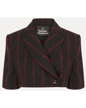 Vivienne Westwood Cut Off One Button Jacket Brushed Hair Stripe - Black