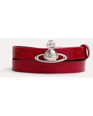 Vivienne Westwood Small Orb Buckle Belt Naplak Leather - Red