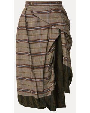 Vivienne Westwood Zoey Midi Skirt Dandy Hunt Check - Brown