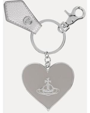 Vivienne Westwood Mirror Heart Orb Keyring Metal - White