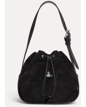 Vivienne Westwood Stacey Bucket Bag Suede Leather - Black