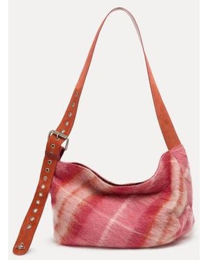 Vivienne Westwood Maxime Medium Shoulder Bag Tartan Mohair - Red