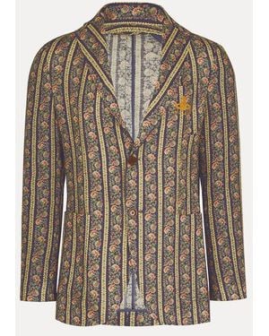 Vivienne Westwood Froh Jacket Print Linen Tailor Floral Artwork - Brown