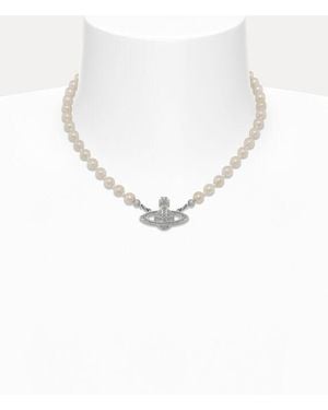 Vivienne Westwood Mini Bas Relief Pearl Choker - White