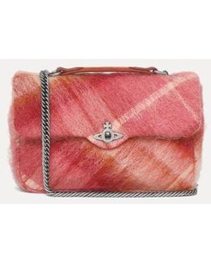 Vivienne Westwood Anita Medium Shoulder Bag Tartan Mohair - Red