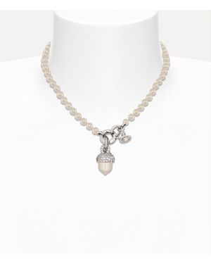Vivienne Westwood Lucille Pearl Necklace Cubic Zirconia Glass Pearls - White