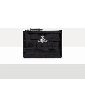Vivienne Westwood Slim Long Card Holder Emboss Croc Leather - Black