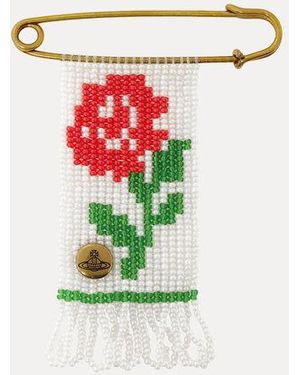 Vivienne Westwood Rose Beaded Charm Woven Beading - White