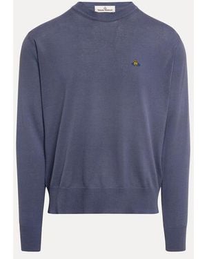 Vivienne Westwood Alex Round Neck Jumper Org. Mako' Cotton - Blue