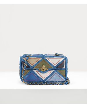 Vivienne Westwood Anita Chain Shoulder Bag Denim Patchwork Multicolour - Blue