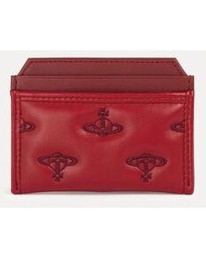 Vivienne Westwood Flat Card Holder Multi Orb Soft Pu - Red