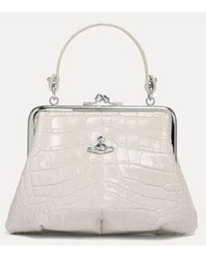 Vivienne Westwood Granny Frame Purse Emboss Croc Leather - White