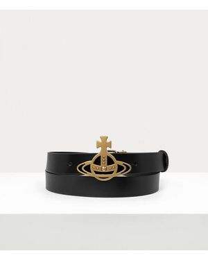 Vivienne Westwood Line Orb Buckle Belt Vacchetta Leather - White