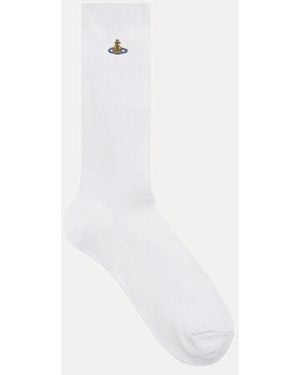 Vivienne Westwood Ribbed Crew Sock Ribbed Crew Cotton - White