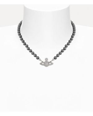 Vivienne Westwood Mini Bas Relief Pearl Choker - Metallic