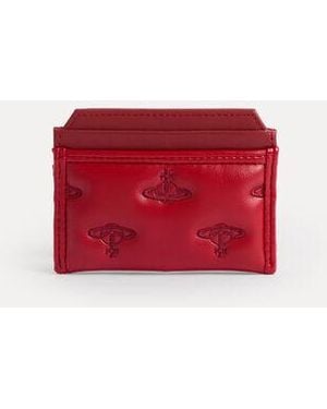 Vivienne Westwood Flat Card Holder Multi Orb Soft Pu - Red