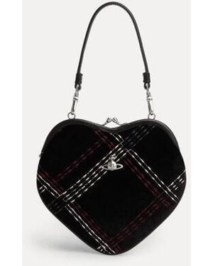 Vivienne Westwood Belle Heart Frame Purse Velvet Check - Black