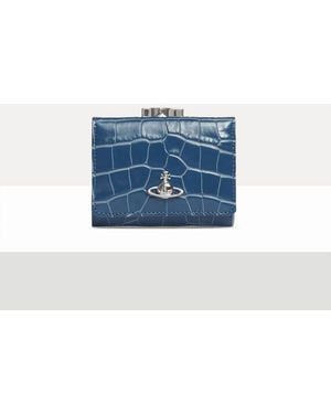 Vivienne Westwood Small Frame Wallet Emboss Croc Leather - Blue