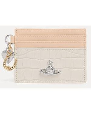 Vivienne Westwood Card Holder With Charms Emboss-Croc/Nappa - Natural