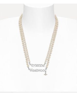 Vivienne Westwood Emilio Necklace Glass Pearls - White