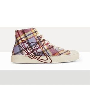 Vivienne Westwood High Top Plimsoll Tartan Canvas - Pink