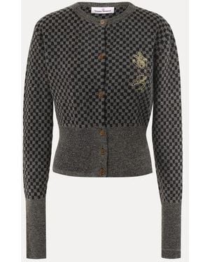 Vivienne Westwood Checkmate Cardigan Alpaca Cotton Blend - Grey