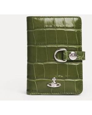 Vivienne Westwood Vertical Flap Card Holder Emboss Croc Leather - Green