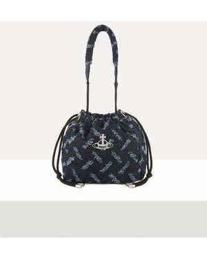 Vivienne Westwood Hilary Small Bucket Bag Ripped Denim - Black