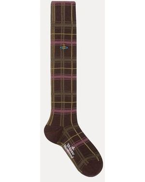 Vivienne Westwood Multicheck High Sock Multicheck - Brown