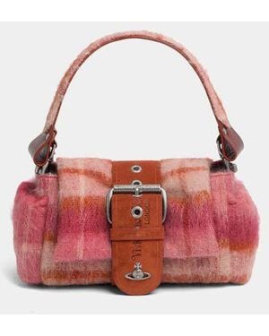 Vivienne Westwood Hazel Treasure Handbag Tartan Mohair - Red