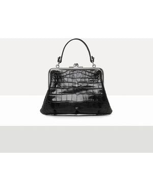 Vivienne Westwood Granny Frame Purse Emboss Croc Leather - White