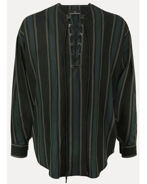 Vivienne Westwood Lace Up Gordon Shirt Twill Stripe Boucle' - Multicolour