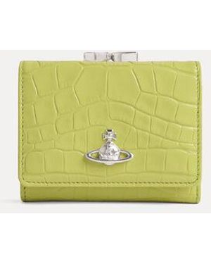 Vivienne Westwood Small Frame Wallet Emboss Croc Leather - Yellow