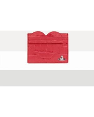Vivienne Westwood Heart Card Holder Emboss Croc Leather - White