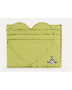 Vivienne Westwood Heart Card Holder Emboss Croc Leather - Yellow