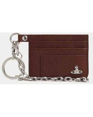 Vivienne Westwood Flat Chain Card Holder Supple Leather - Brown