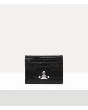 Vivienne Westwood Flat Card Holder Emboss Croc Leather - White