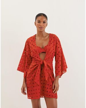 ViX Eyelet Perola Short Cover Up - Red