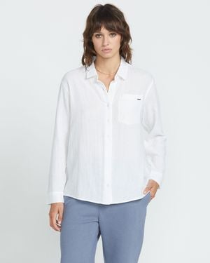 Volcom Lil Button Up Long Sleeve Shirt - White