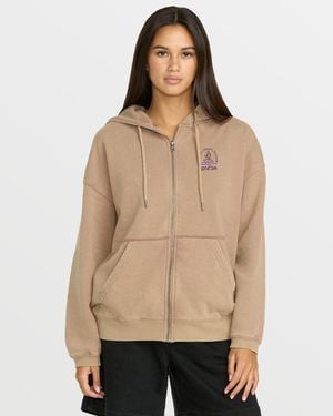 Volcom Stone Art Up Zip Hoodie - Natural