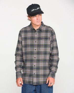 Volcom Caden Plaid Long Sleeve Shirt - Gray