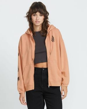 Volcom Stone Art Up Zip Hoodie - Brown