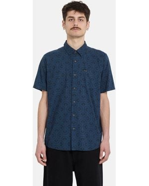 Volcom Scaler Stone Woven Short Sleeve Shirt - Blue